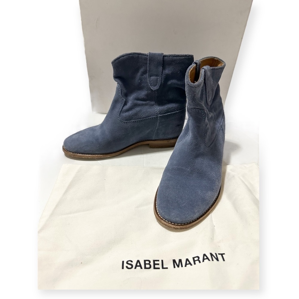 Isabel Marant Crisi Ankle Boots in Light Blue Suede, Size 36EU